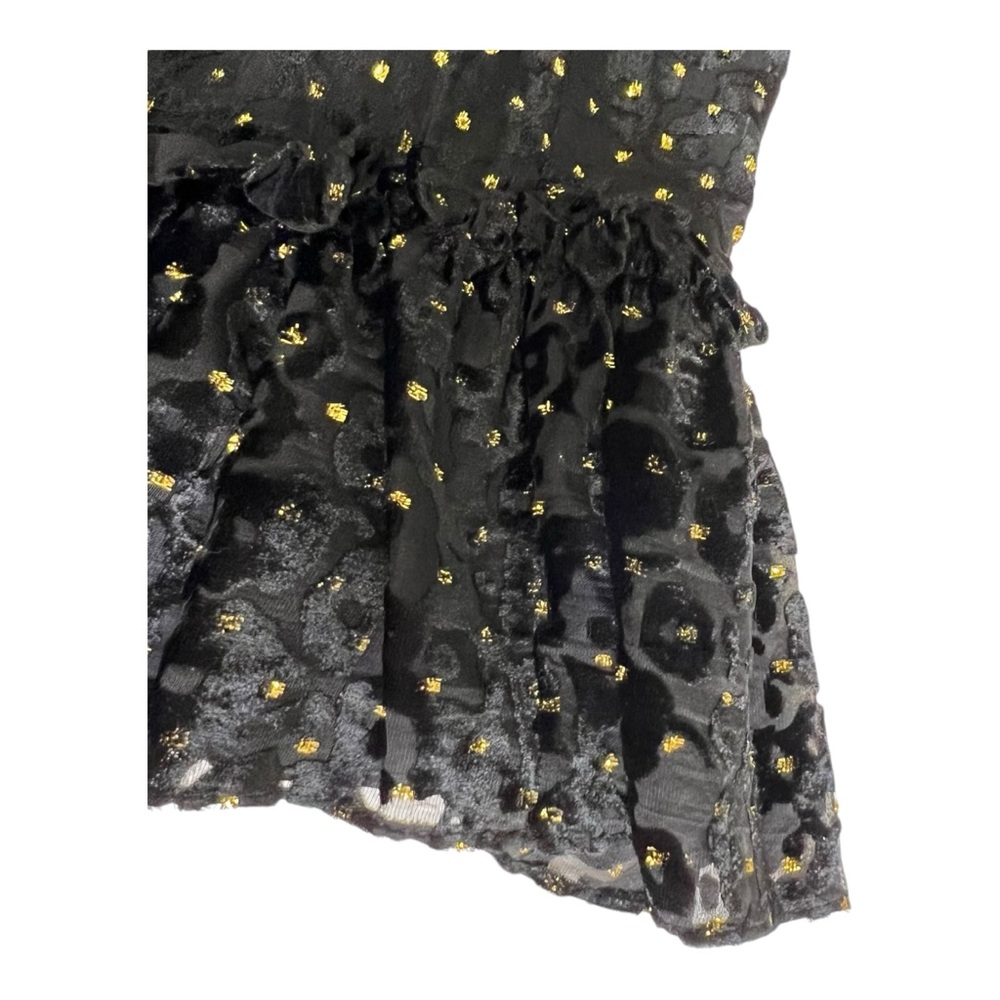 Alex Marie Skylar Velvet Burnout Black Tiered High Neck Special Occasion Dress - Picture 6 of 12